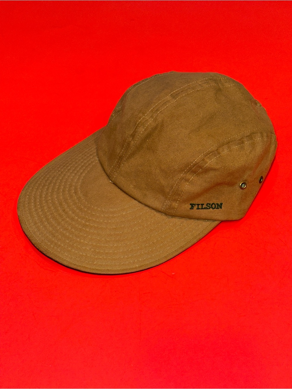 VTG Filson Tin Cloth Waxed Adjustable Fisherman Long Bill Canvas Cap Men’s OSFM - Picture 8 of 8